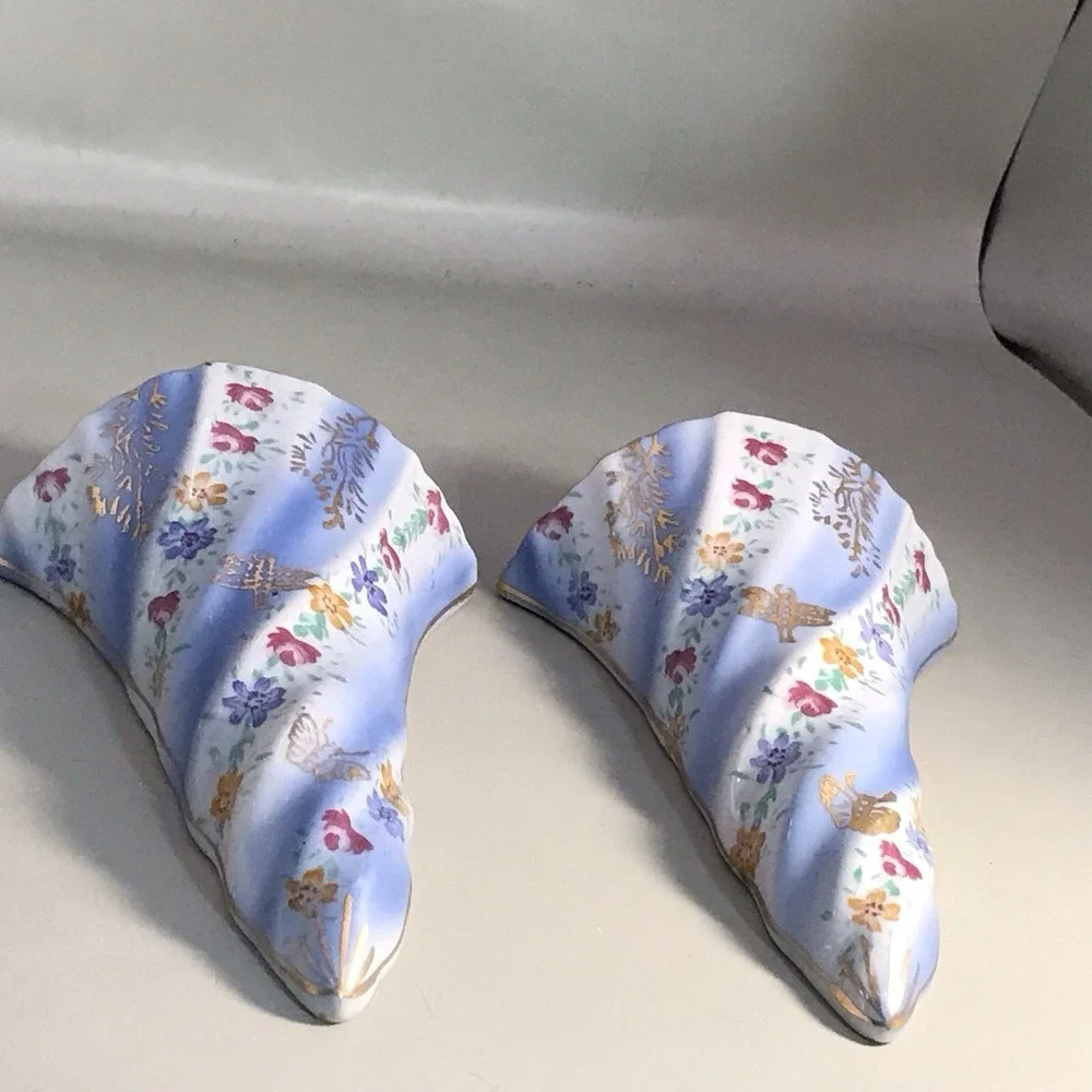 Floral‎ Wall Pocket Stamped Limoges China Set Of 2